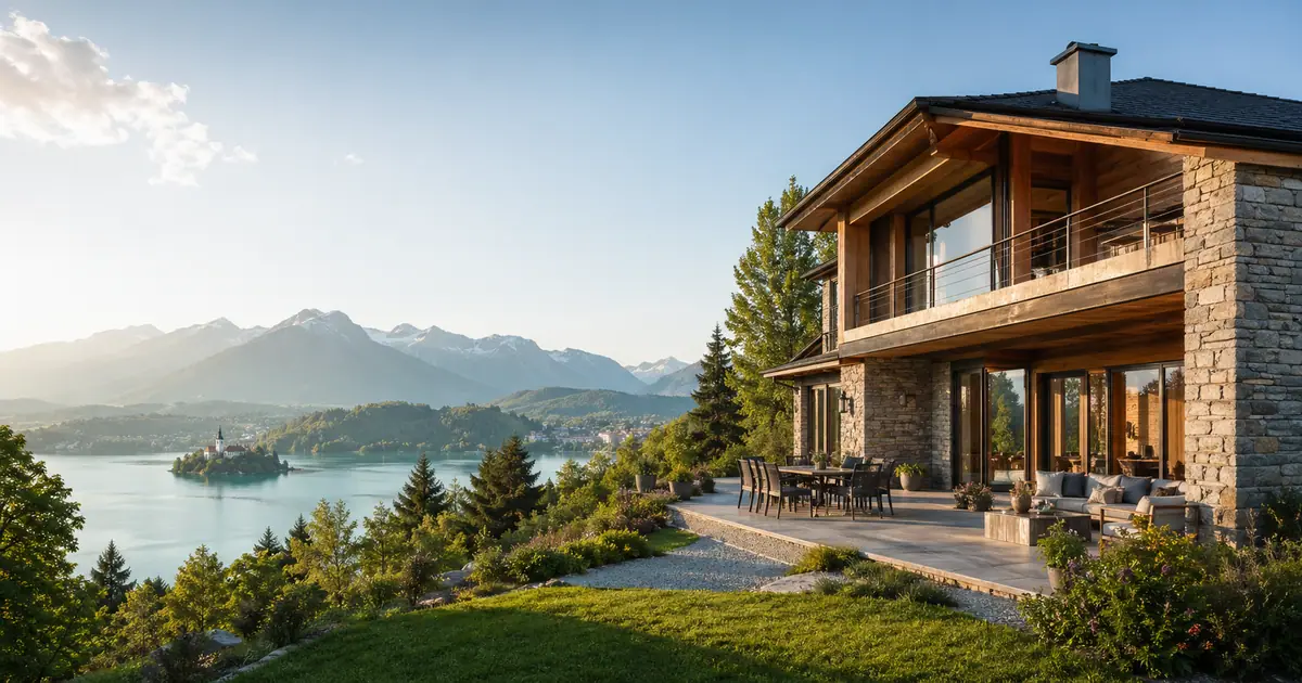 Holiday villa in Slovenia with mountains and lake